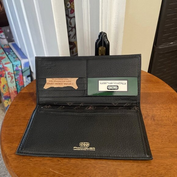 ROCHELIER Leather Black Wallet Bifold London Paris Toronto - NWT - Picture 3 of 5